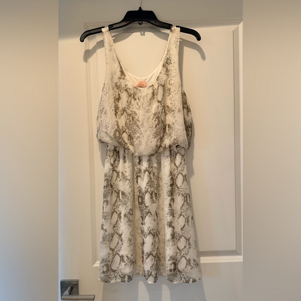 love...ady Cream and Brown Snake Print Kids Dress